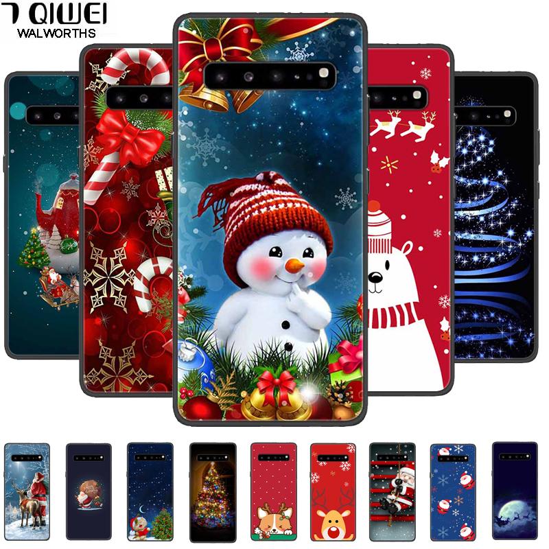 Christmas Phone Cases For Samsung Galaxy S10 /Galaxy S10e /Galaxy S10 Plus Case Black Silicone Soft Santa Claus TPU Bumper Funda