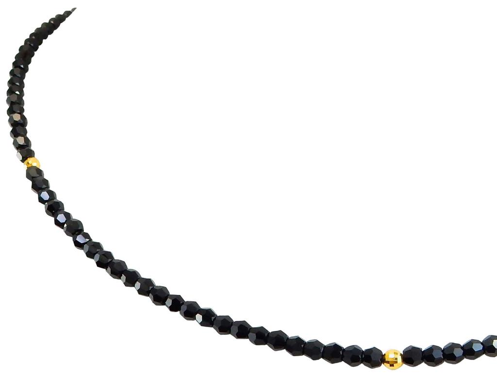 ROYAL JEWELRY 3mm 18k Gold Mirrored Black Diamond and Black Spinel Crystal Necklace (White Gold, 50)