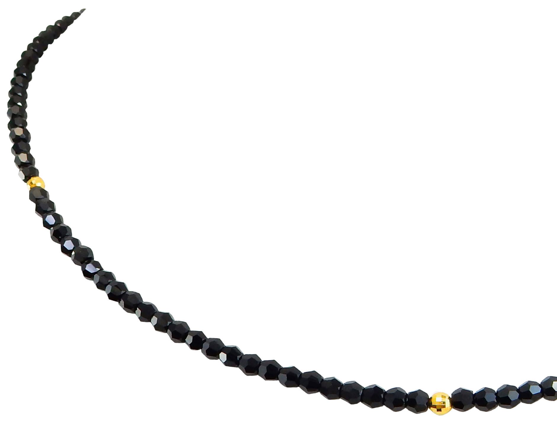 

ROYAL JEWELRY 3 мм 18-каратное золото Зеркальный черный бриллиант и кристалл черной шпинели Ожерелье (Белое золото, 50)