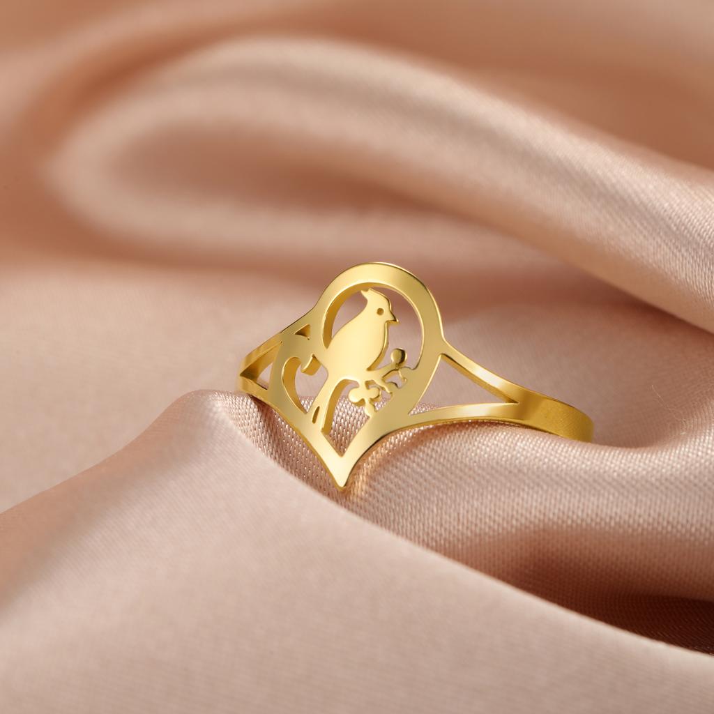 Cazador Adjustable Bird Rings for Women Stainless Steel Cute Animal Open Rings Jewelry Birthday Mother's Day Gift 2026