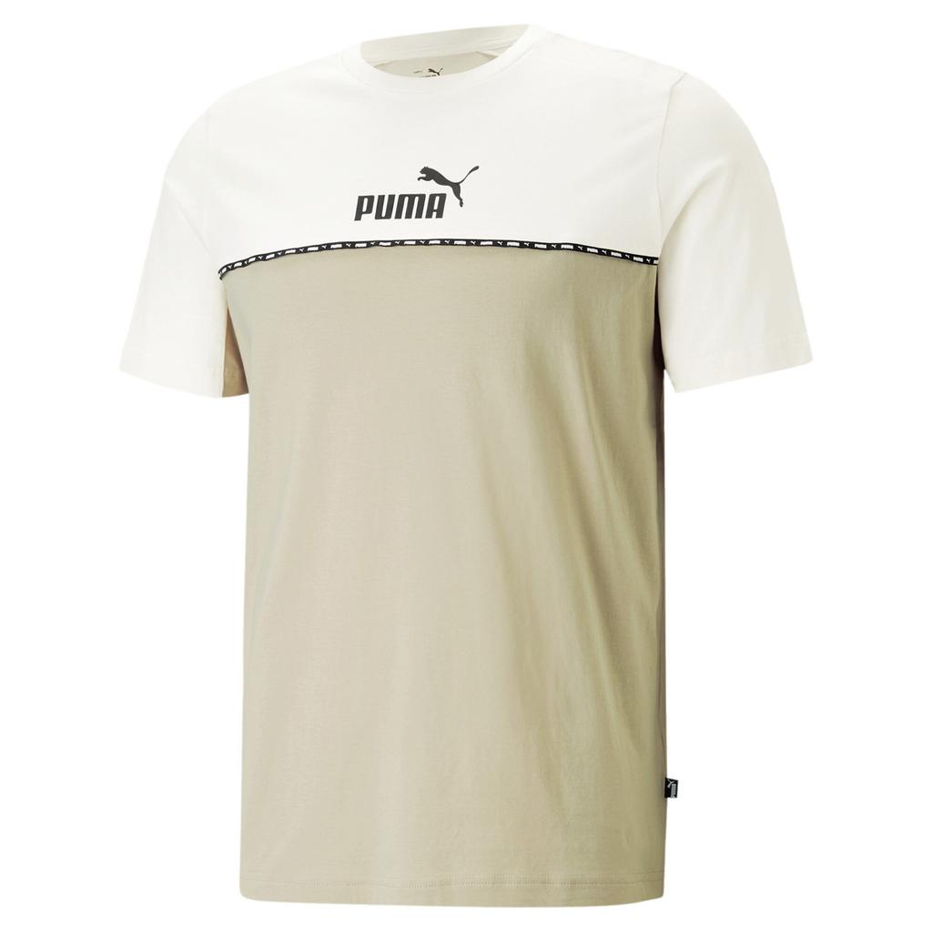 Puma Logo Casual Round Neck Pullover Breathable Patchwork Short Sleeve T-Shirt Men T-Shirt Oatmeal 673341-88