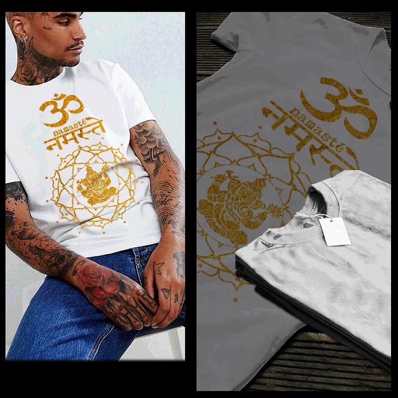 

Yoga T-Shirt Zen Buddhist Meditation Namaste Lotus elephant deep meditation tee M