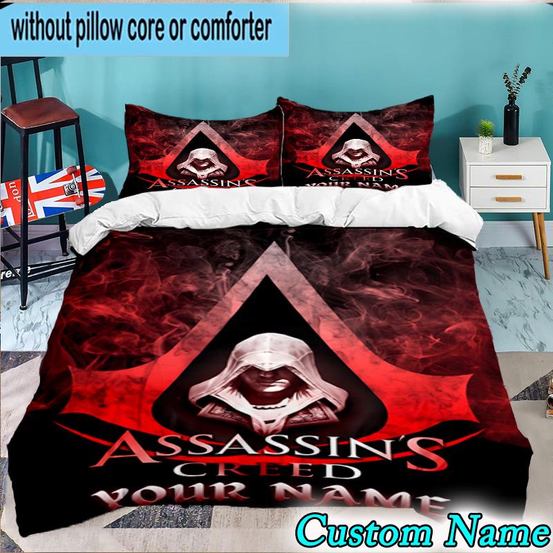 Custom Name Assassin Game 3PCS Bedding Set For Bedroom Dormitory,Including 1pc Duvet Cover And 2pcs Pillowcases Large size Fan gift