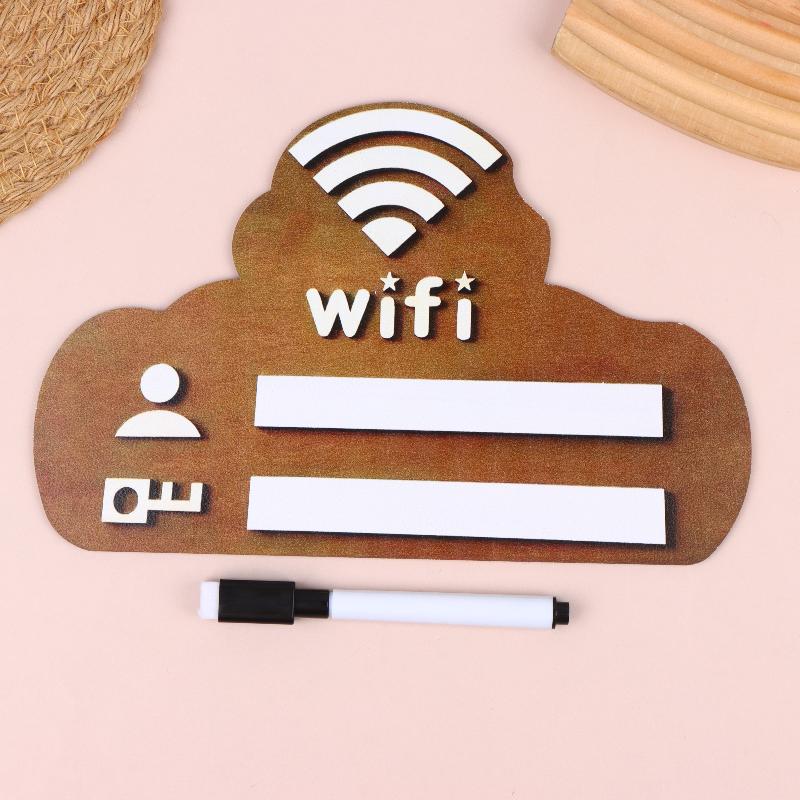 Wifi Password Sign Board Wooden 1pc Erasable Plate With Pen For Reception Counter Retail Shop