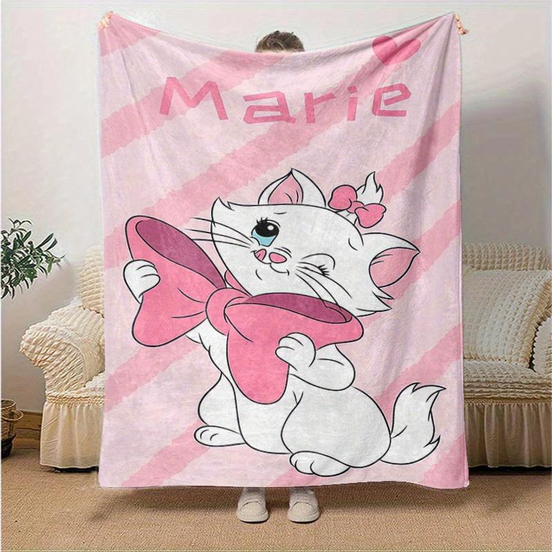 1pc. Cute Cartoon Marie Cat Blanket, Soft and Cozy for All Seasons, Soft Flannel Throw Blanket, Versatile & Cozy for Bedroom,Perfect Home De