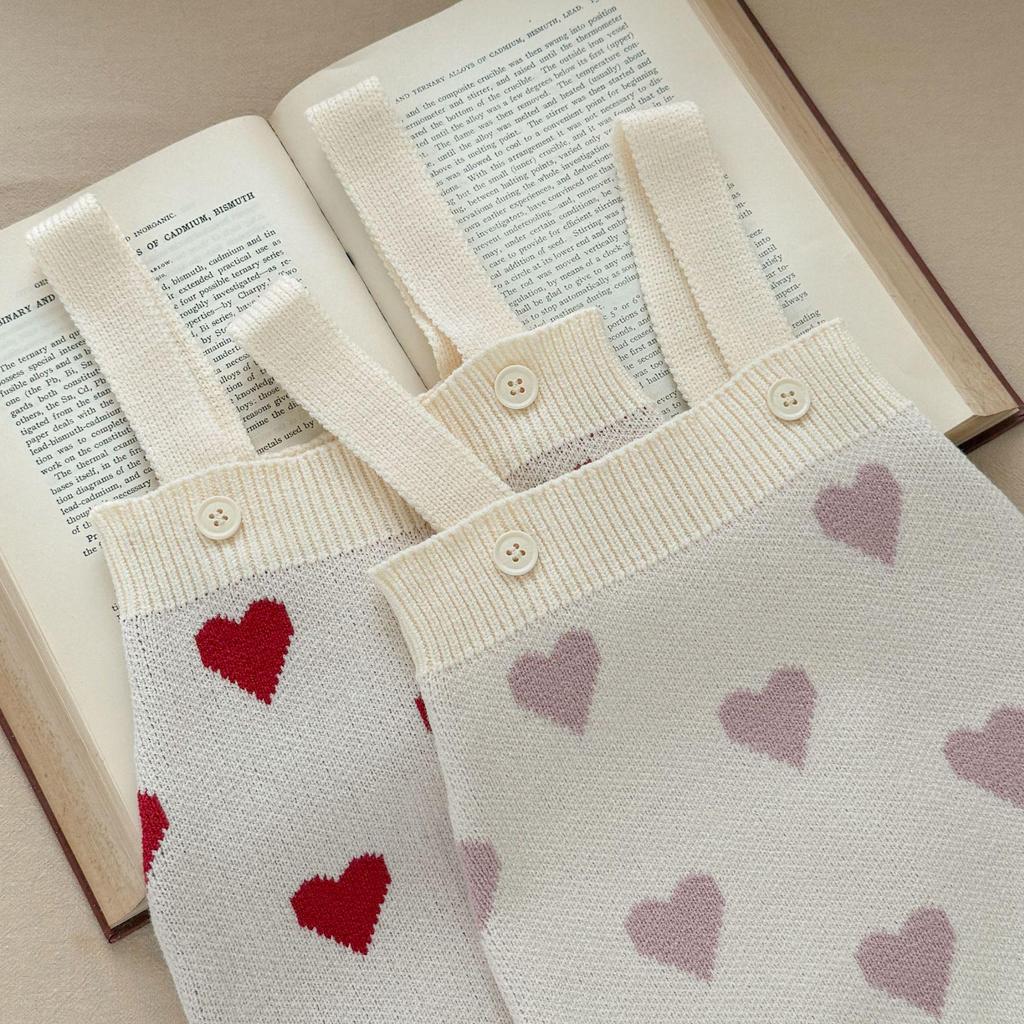 Baby Girl Strappy Romper & Peter Pan Collar Heart Jacket Set - Autumn/Winter Collection