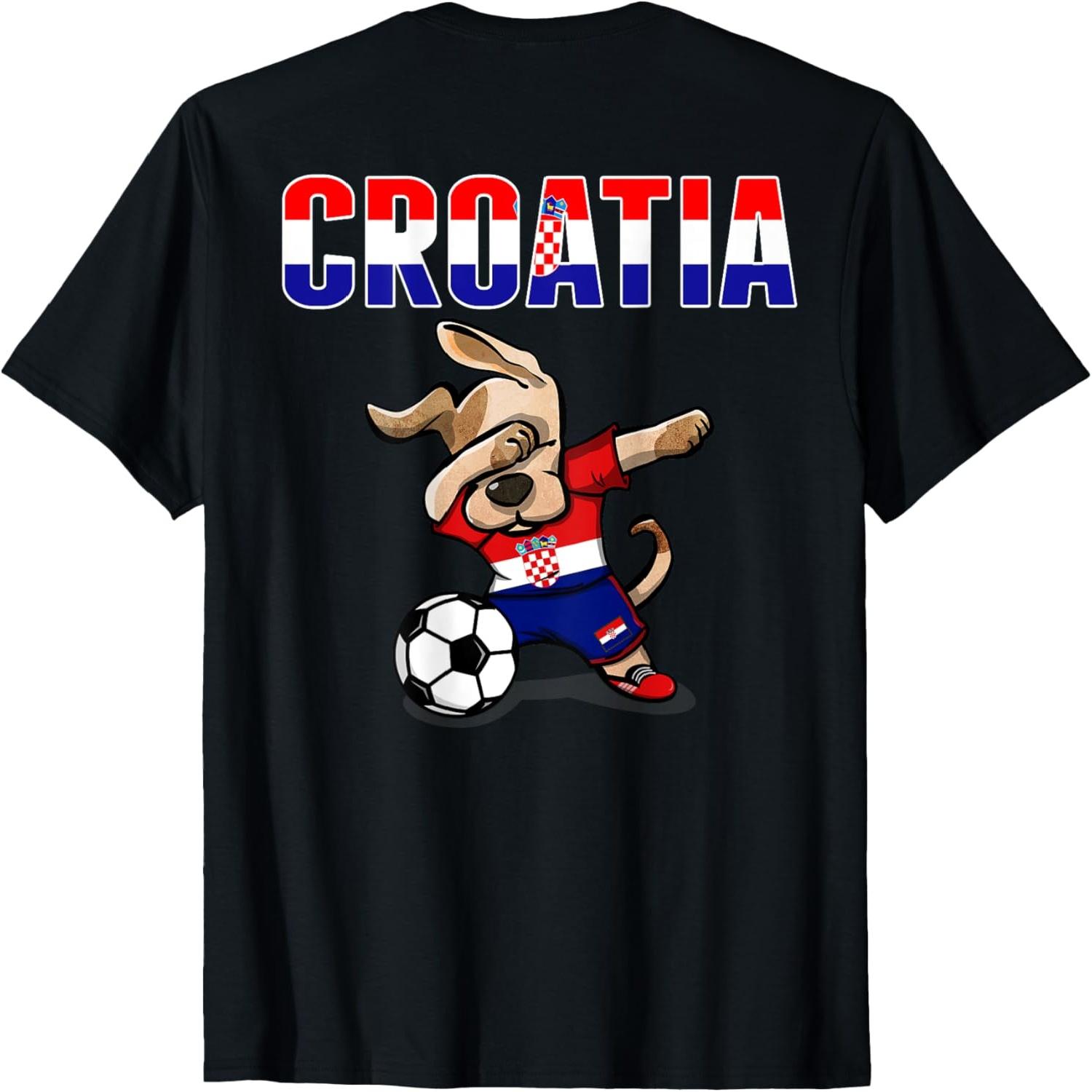 Dabbing Dog Croatia Soccer Fan Jersey Croatian Flag Football T-Shirt for Men Women Kids S разноцветный