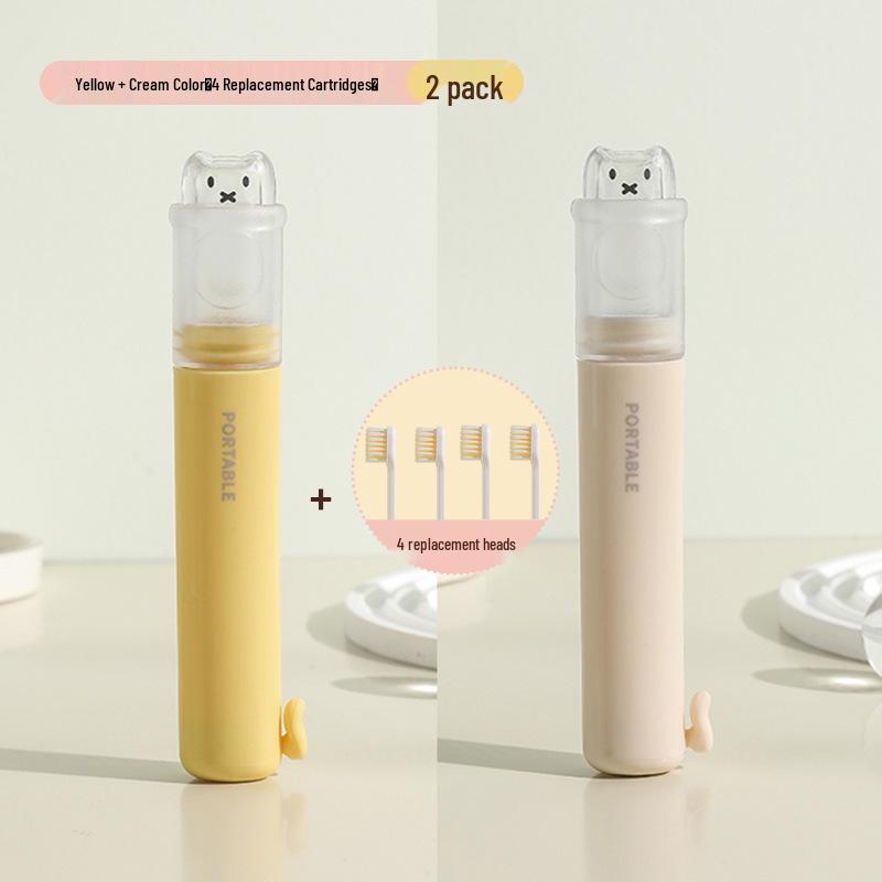 Portable 2-in-1 Toothbrush & Toothpaste Set with Holder - Essential for Travel and Business Trips, Soft Bristles