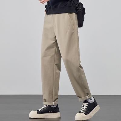Fashion Autumn Men Pants Loose Straight Cotton Like Business Casual Trendy Versatile Long Trousers