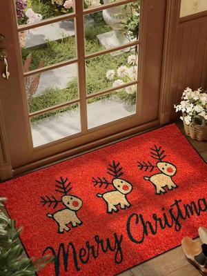 Weihnachts Rentier Willkommen Fußmatte Rutschfest Schlafzimmer Fußmatte Innen- und Außenbereich Teppich Weihnachts Heimdekoration