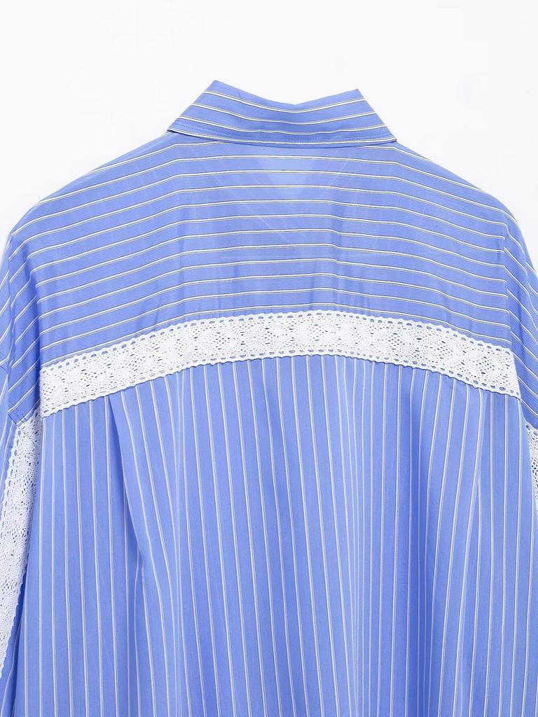 Spring 2025 Women's Street Fashion Poplin Striped Loose Shirt