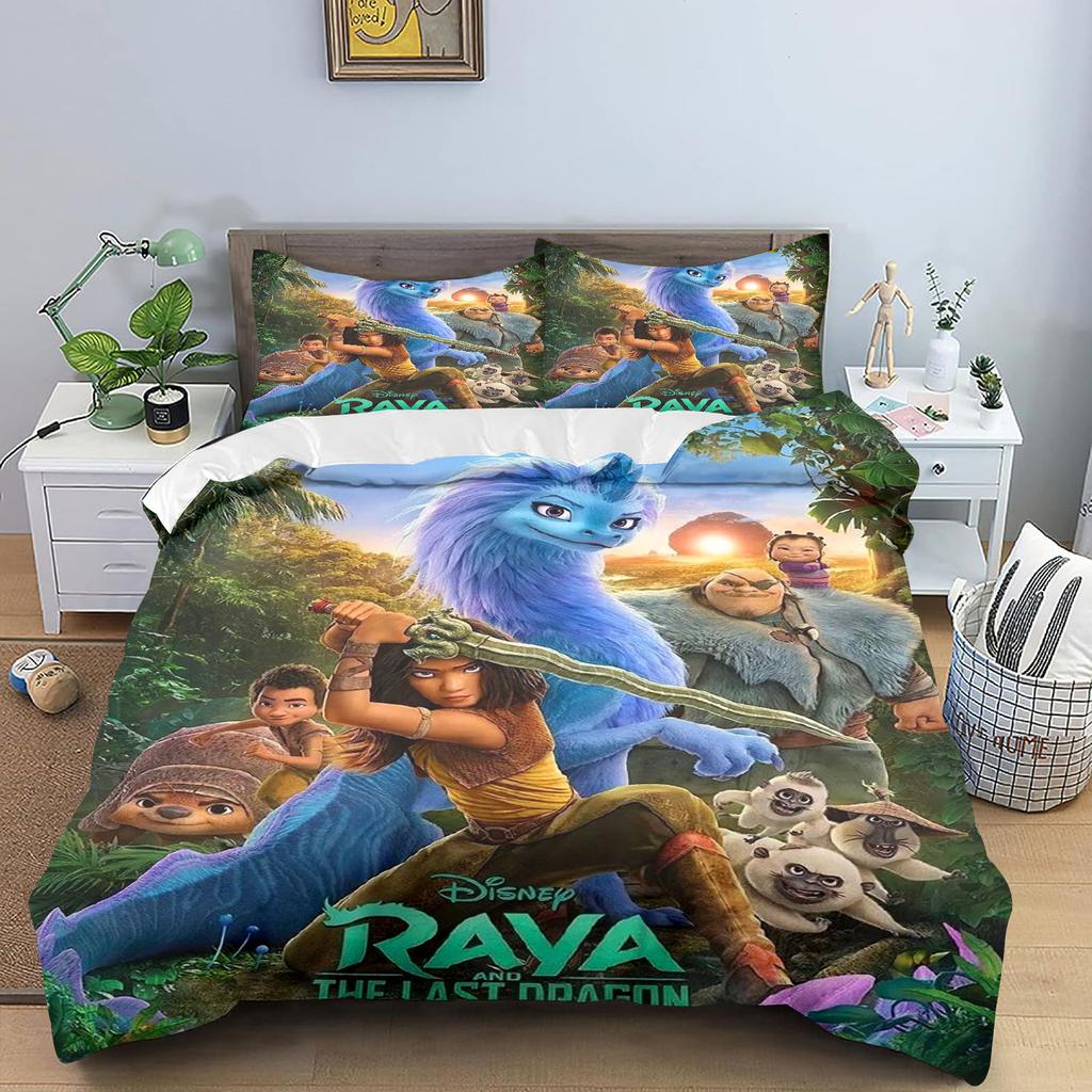 Raya and The Last Dragon Anime Home Bedroom Comforte Nordic polyester material suitable for children and adults 3-piece set