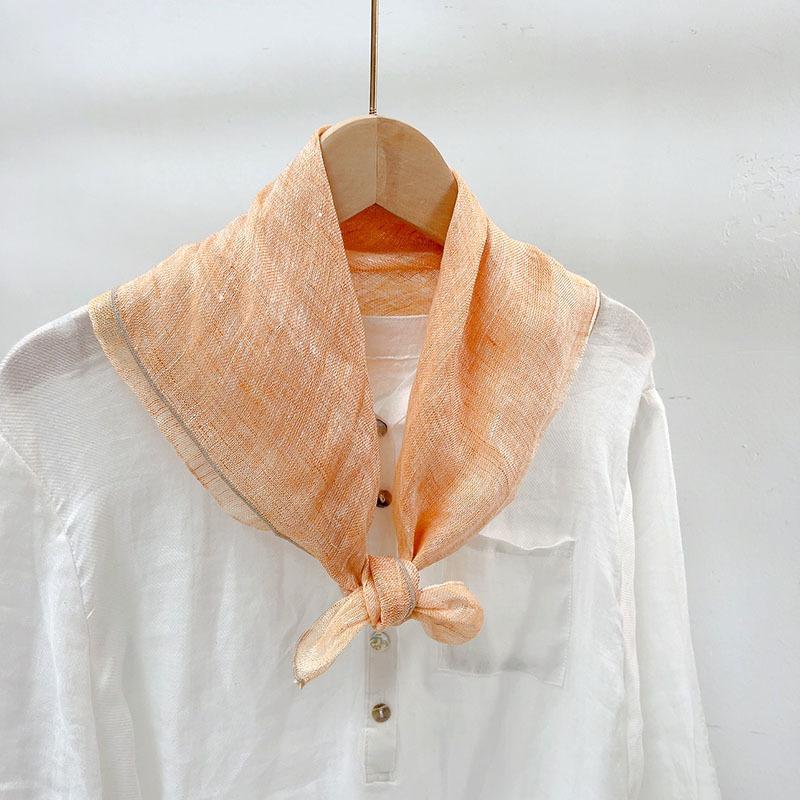 Spring/Autumn Versatile Solid Linen Small Square Scarf Thin Breathable Women Summer Neck Small Scarf and Scarves Accessories