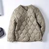 Premium light down jacket women's short light and thin liner autumn and winter round neck casual jacket rhombus jacket tide