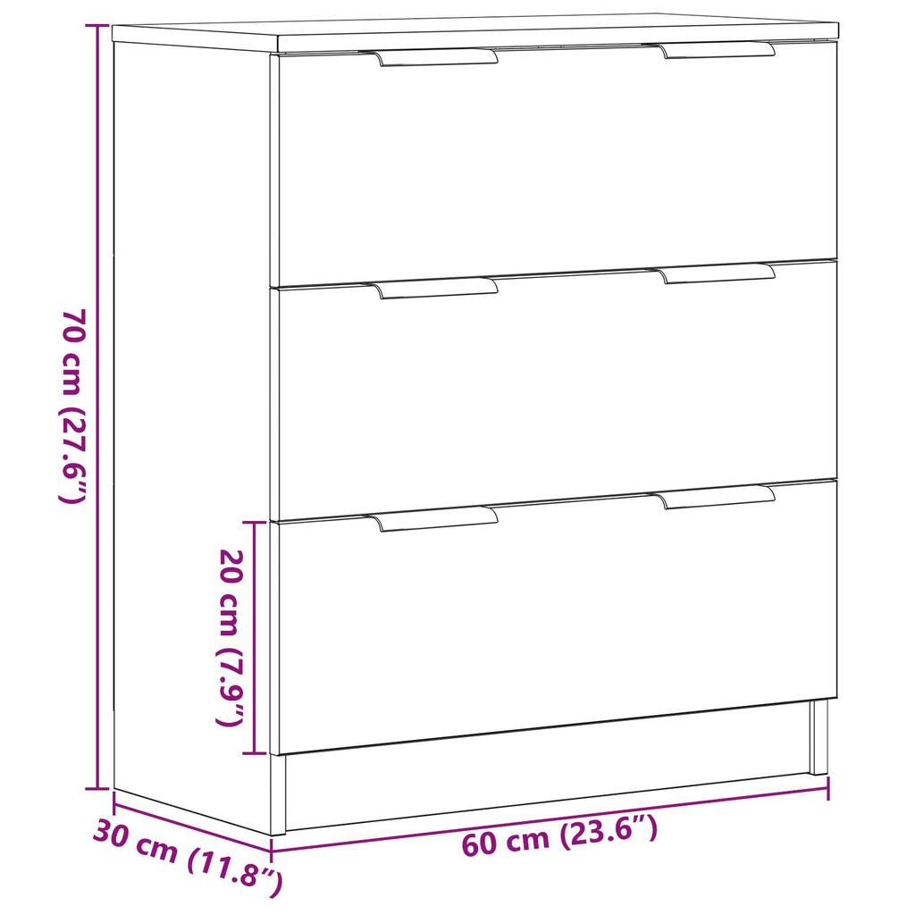 A Large Sideboard with Storage and Three Spacious Drawers, an Entryway Storage Cabinet, and a Bedside Table for the Bedroom, 60x30x70 Cm