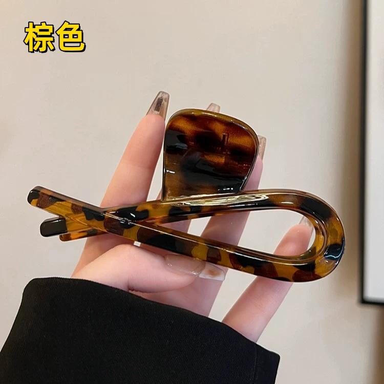 Vintage Leopard Print Hair Claw Clip Large Rectangular Secure Hold Hair Clip for Updos Elegant Hair Accessories Women Headwear