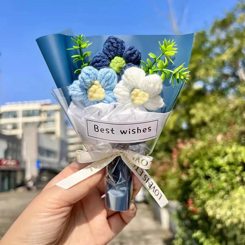 Мини Цветы Крючком Искусственный Букет Цветов Ручной Работы Вязаный Букет Цветов Для Свадебной Вечеринки Декор Подарок На День Святого Валентина