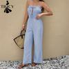 Women's Fashion Casual Summer Spring Stripe Print Sleeveless High Waist Trousers Jumpsuits & Rompers