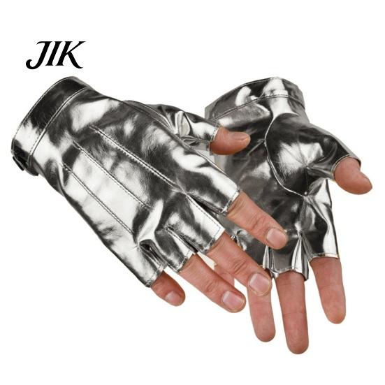 Cool Button Detail Gloves 1 Pair Punk Fingerless for Men Women, Faux Leather Goth Accessories Outfits Anti-slip Tactical Cycling Driving And