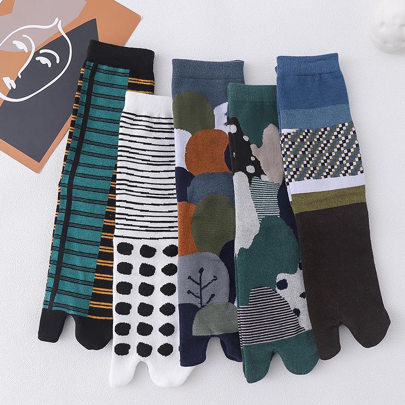 Nowość Skarpety Tabi Skarpety z dwoma palcami Styl japoński Kreskówkowe Rośliny Drzewo Sztuka Skarpety Harajuku Bawełniane Długie Skarpety z dwoma palcami Męska Moda