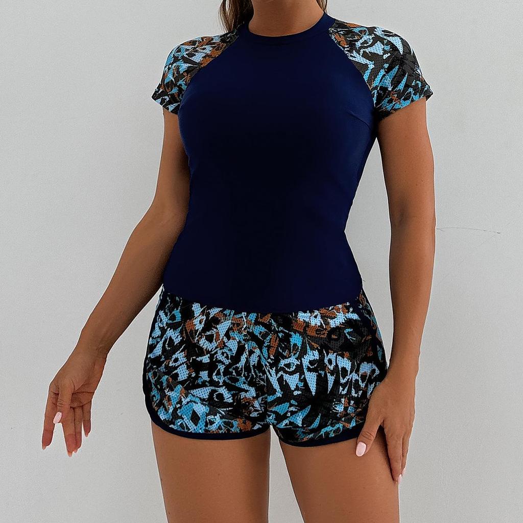 Women's Printed Tankini Sports Swimwear Set