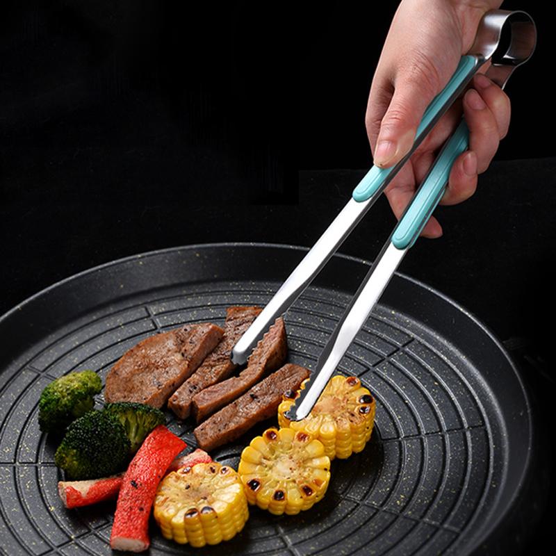 2Pcs BBQ Grill Tongs Korean Barbecue Meat Tongs Stainless Steel Food Clamp Small Cooking Tongs BBQ Accessories Kitchen Tools
