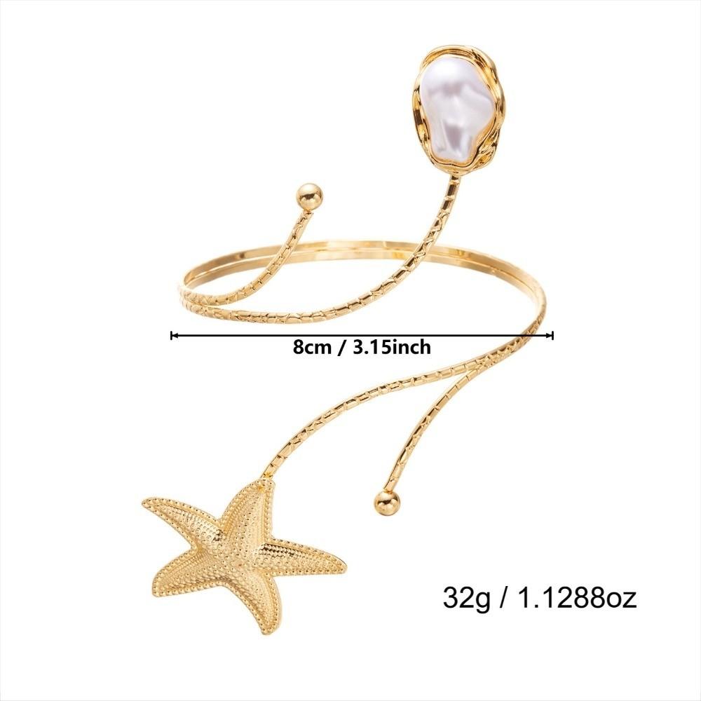 Fashion Bohemian Style Open Arm Ring Simple Gold Color Arm Bangle Adjustable Starfish Cuff Bracelet Jewelry Gift