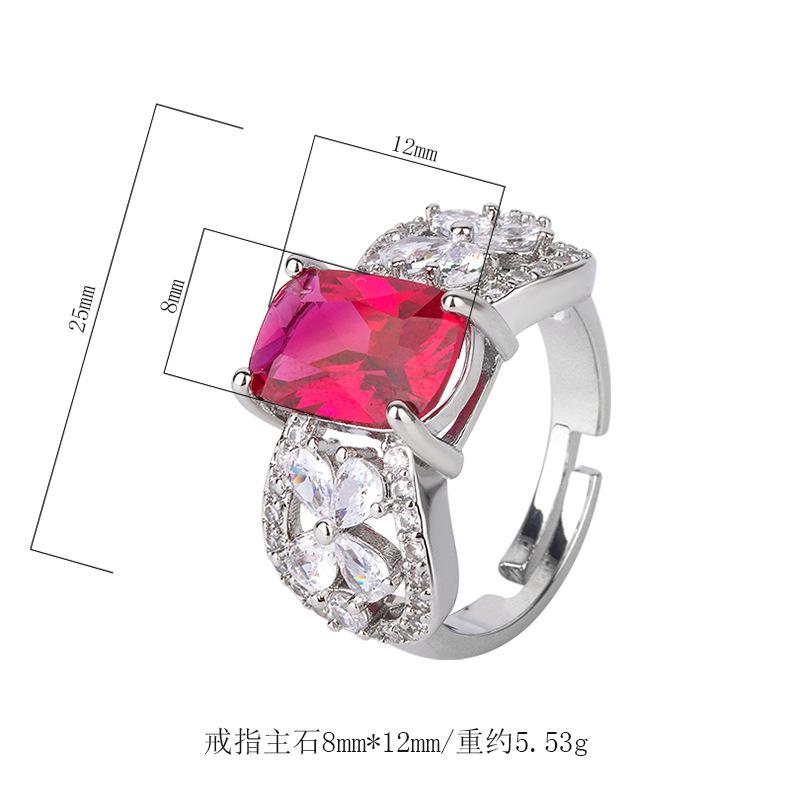 Fashion Simulation Paraiba Tourmaline Ring Women's Emerald Ruby Open Index Finger
