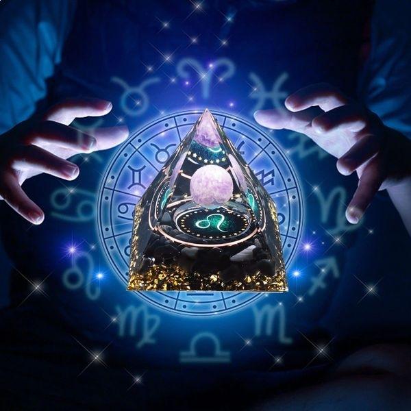 Orgonite Pyramid Leo and Amethyst Zodiac Constellation Leo