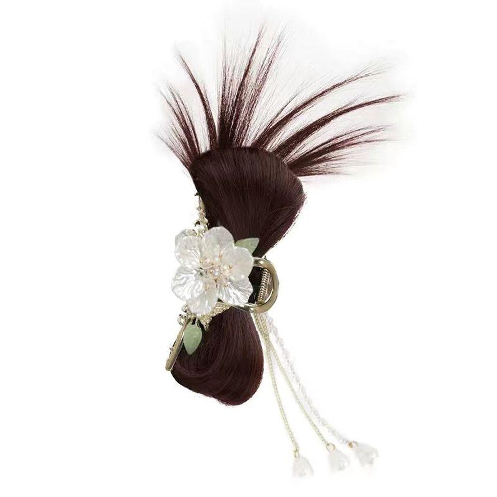 New Chinese Style Chicken Nest Ball Head Wig Hanfu Hairpin Flower Tassel Hairpin Wig  Female
