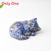 Resin Filled Natural Crystal Sleeping Cat Decor With Gift Box For Home Office Display