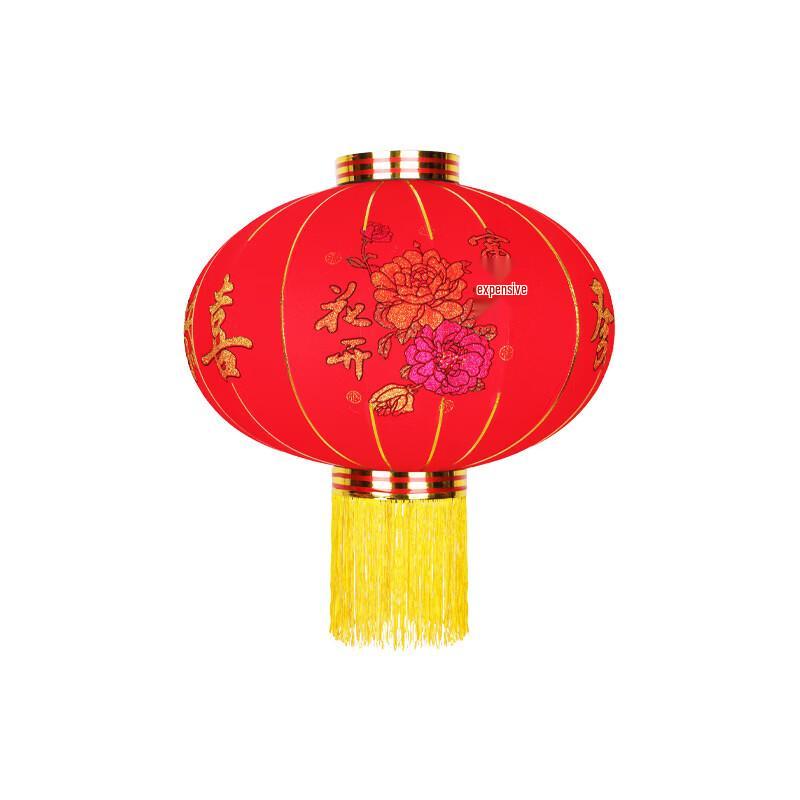 Handun Flocked Waterproof Red Lantern - Blooming Prosperity Design