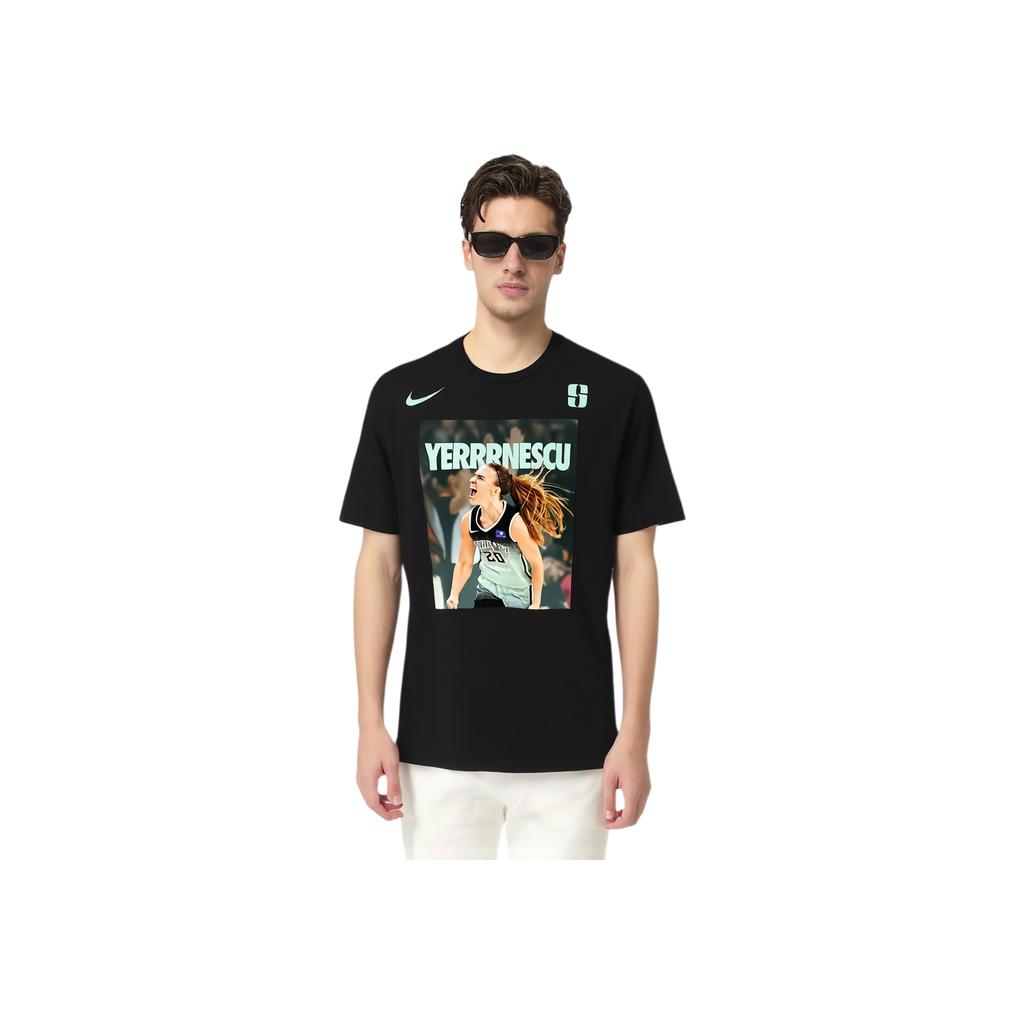 Nike Character Print Crew Neck Straight Cut Short Sleeve T-Shirt Unisex Tops Black IM4423-010
