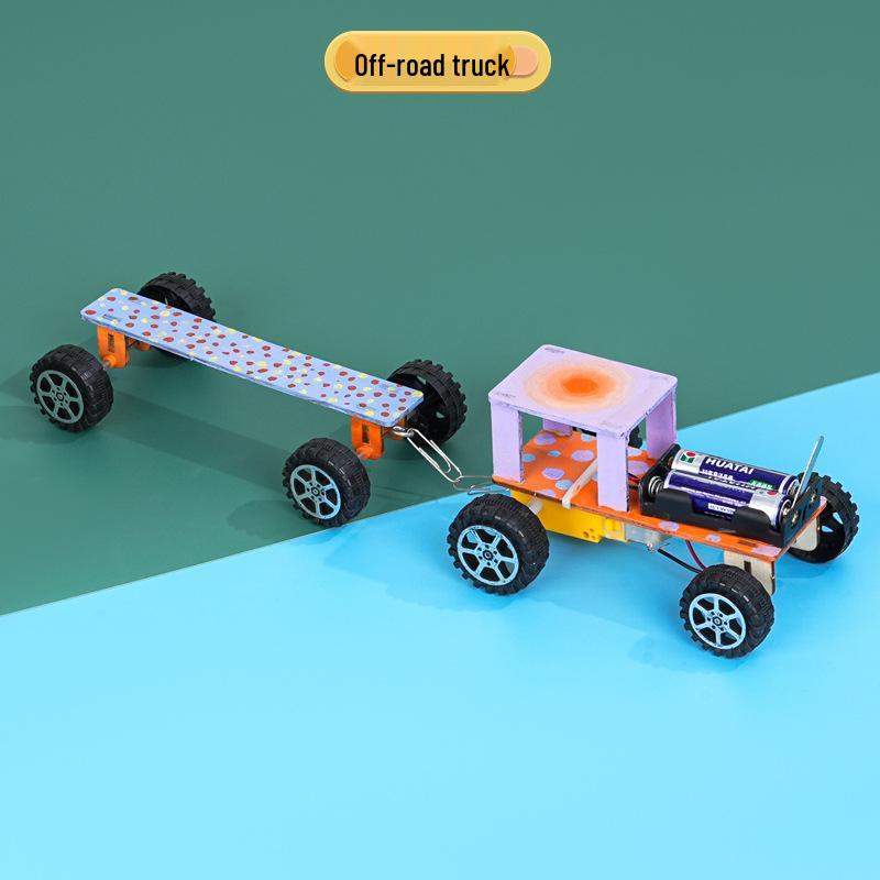 Handmade DIY Electric Off-Road Truck and Train Set for Students and Toddlers