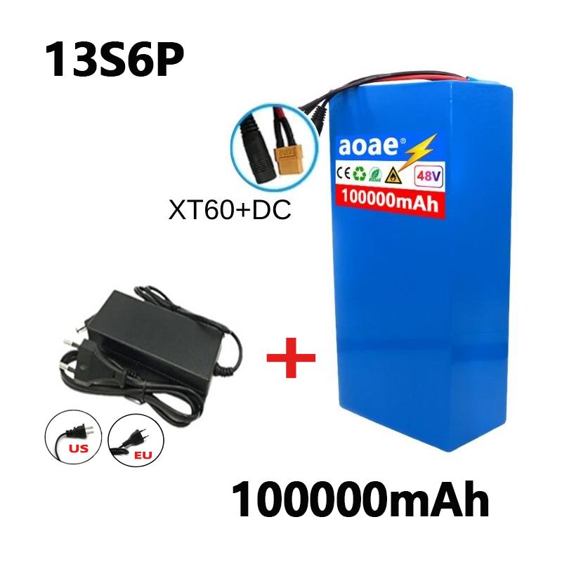 100%18650Original 48V 100Ah 13s6p Lithium-Batteriepaket 48v 100000mAh 2000W Citycoco Motorroller-Batterien Eingebaut 50A BMS