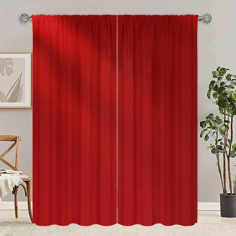 

2Pcs- Red light and shadow - printed curtain - Polyester material - suitable for family bedroom curtain living room decoration 100*130 Rod Pocket 1pcs