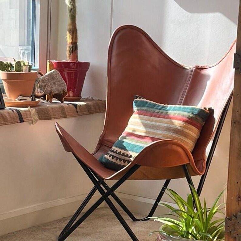 Leather Butterfly Chair, Garden Chair, living room luxury, Relaxing Chair, accent patio furniture, outdoor furniture vintage folding chair