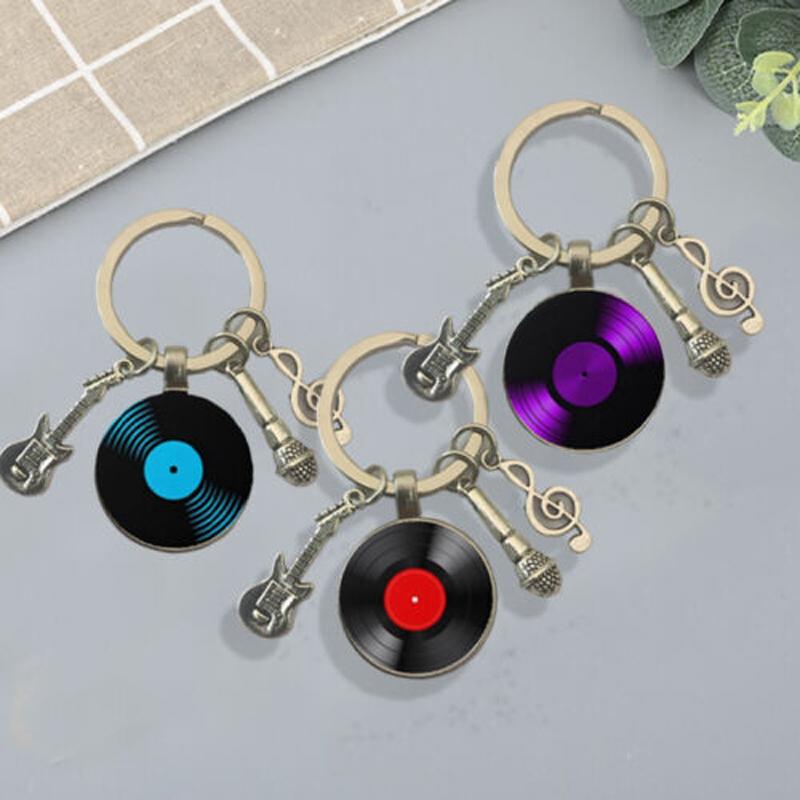 Creative Gramophone Music Keychain Ring Creative Charm Music Retro Vinyl Keychain Vinyl Record Picture Musician Accessories Gift