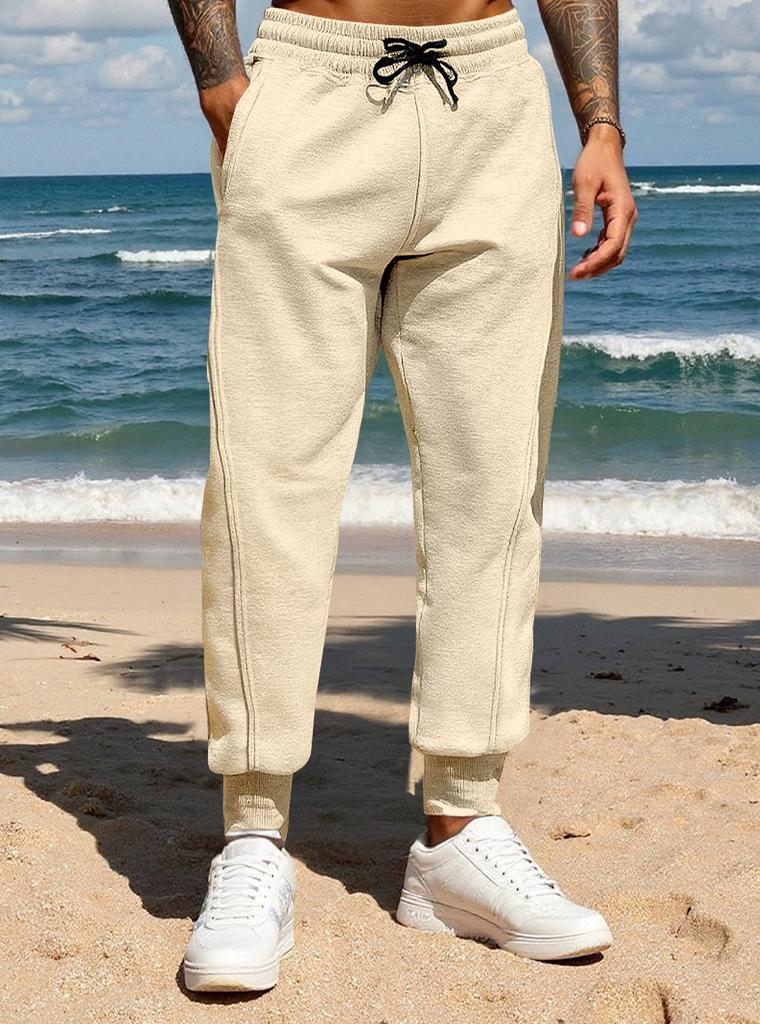 Spring and Autumn Pants Men's European Size Solid Color Leggings American Large Size Loose Casual Pants Sweatpants Trousers Men's