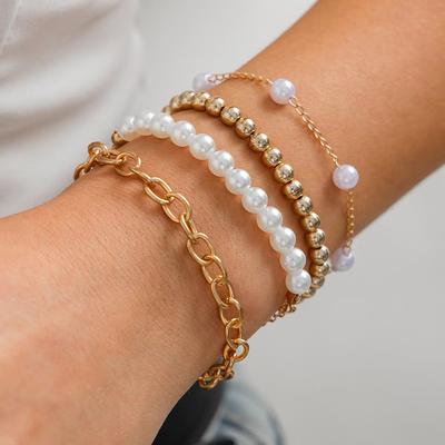 Fashion Bracelet Beaded Bracelet Set, Temperament Imitation Pearl Simple Multi-layer Bracelet