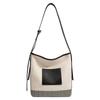 Small Canvas Splicing Large Capacity Bucket Bag Wide Shoulder Strap Fashion All-in-one Striped Shoulder Bag
