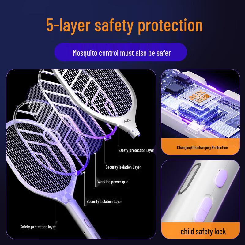 AUX Rechargeable Electric Mosquito Swatter & Killer Lamp