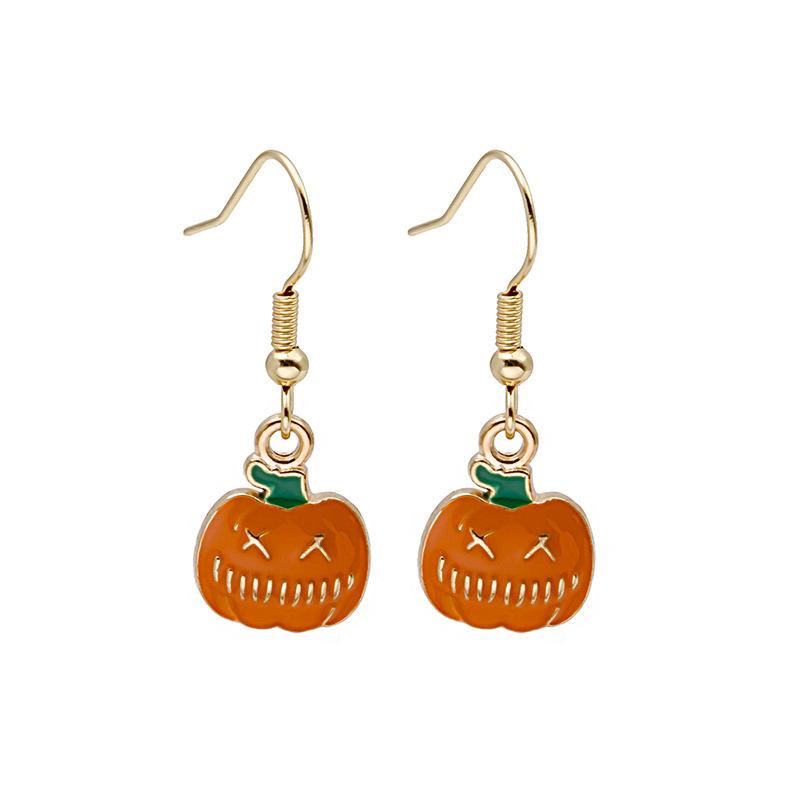 Popular Halloween Earrings Series, Simple Halloween Pumpkin Head Earrings, Alloy Drip Earrings