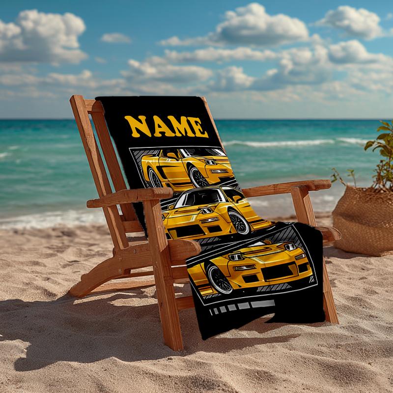 Custom Name Ultra-Soft Beach Towel with Racing Theme,Ideal for Pool - Camping, Diving - Perfect Travel Essential, Vibrant Beach Towel.