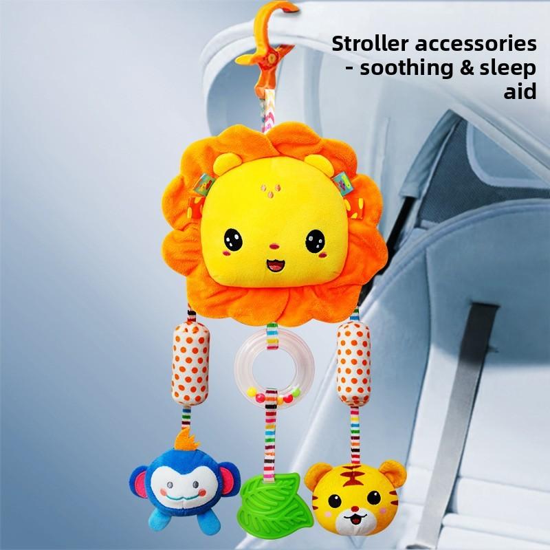 Plüsch-Baby-Autokopfstützen-Rasselspielzeug mit visueller und akustischer Stimulation für Neugeborene und Säuglinge