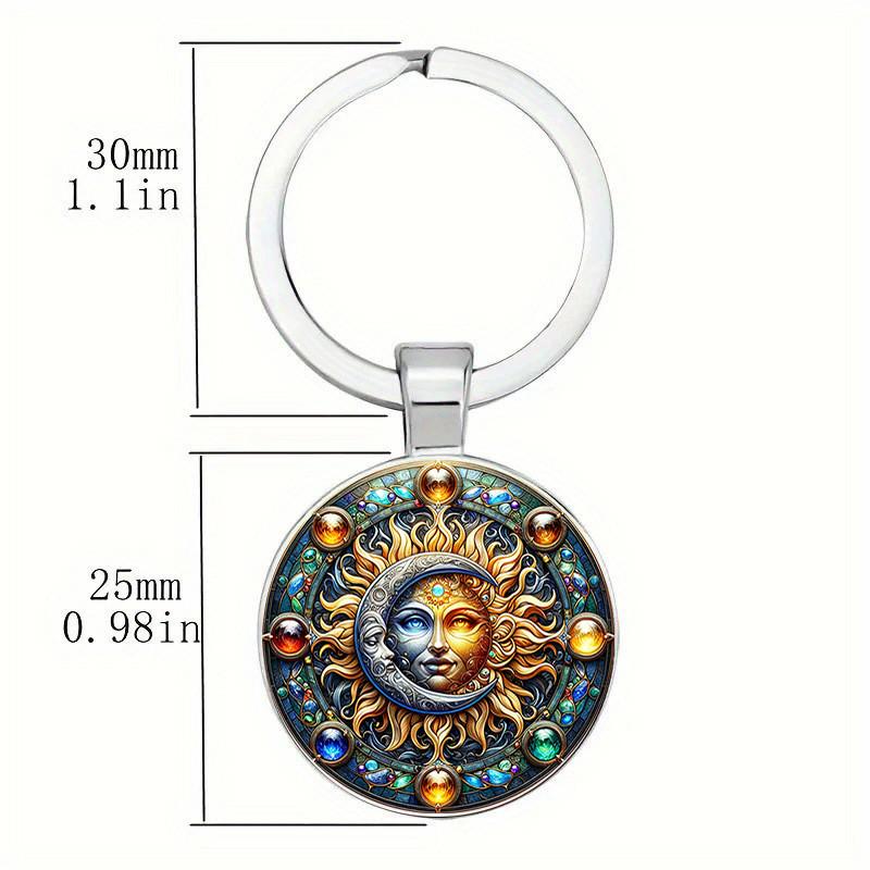 Elegant Glass Keyring With Sun Moon Design Rechargeable Key Holder For Office Use