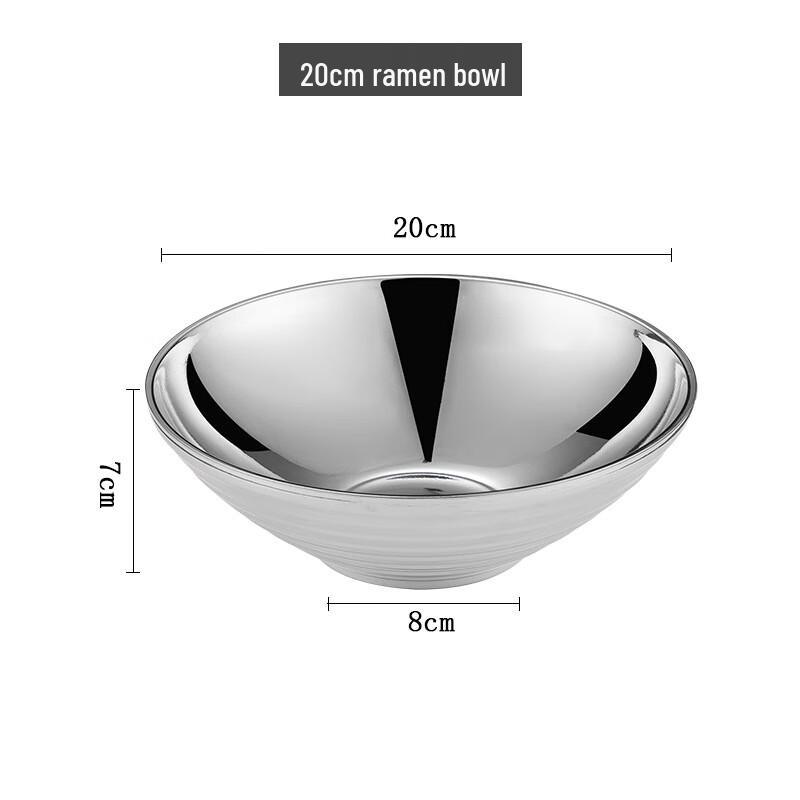 Wuhe 20cm 304 Stainless Steel Insulated Soup Bowls, 2-Pack