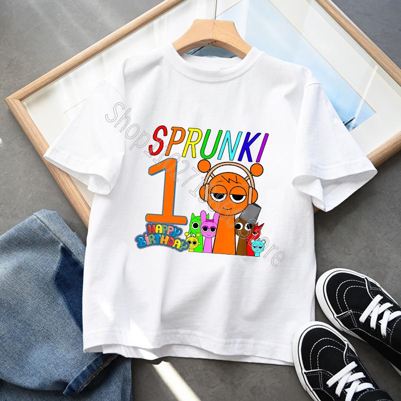 Bumbac 100% Sprunki Incredibox Haine pentru copii Băieți Fete Tricou petrecere de aniversare Joc de desene animate Imprimare grafică Mâneci scurte Topuri confortabile