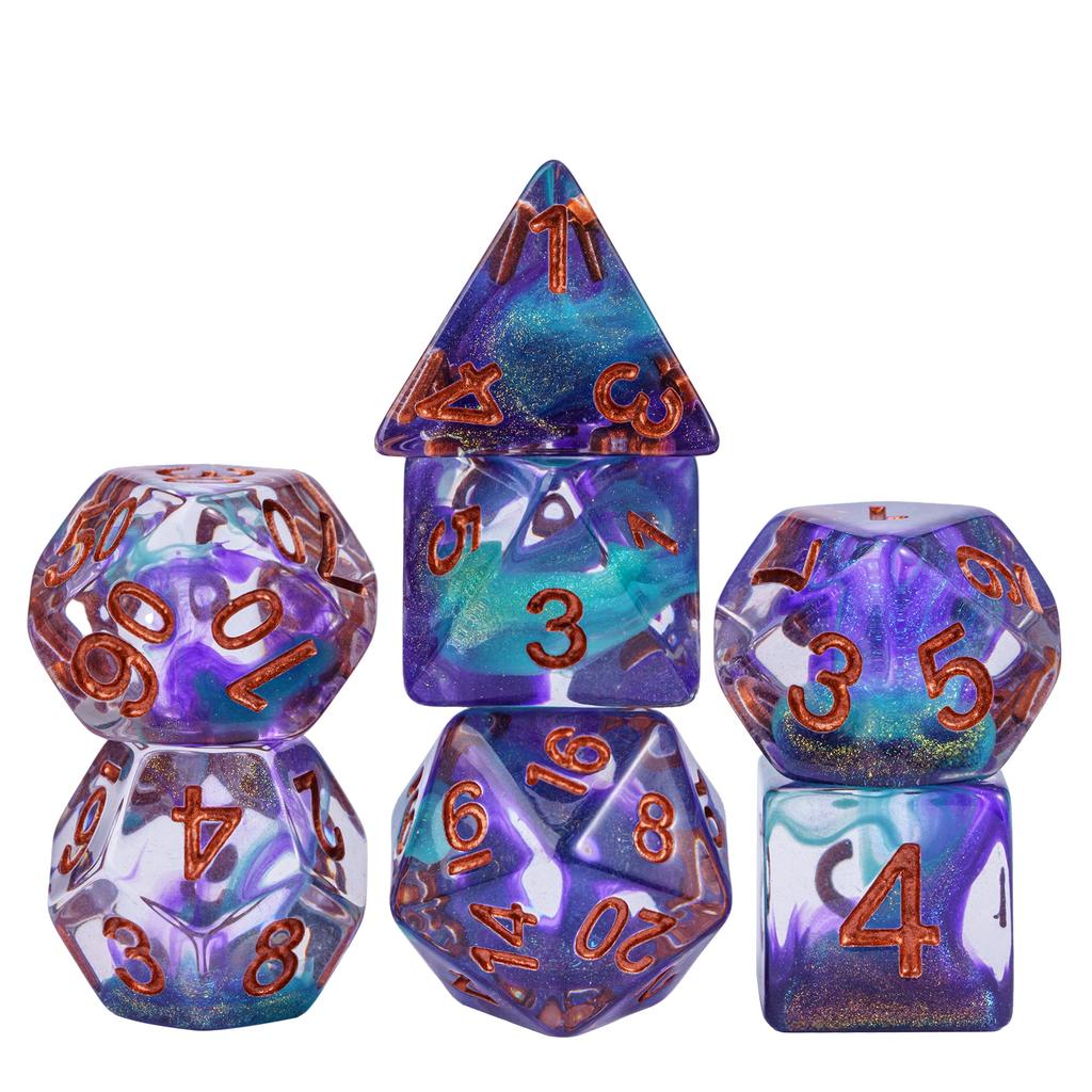 Cusdie Cool Magma DND Dice 7pcs Polyhedral Dice Set for Dungeons & Dragons Role Playing Board Games --Multiple Color Options