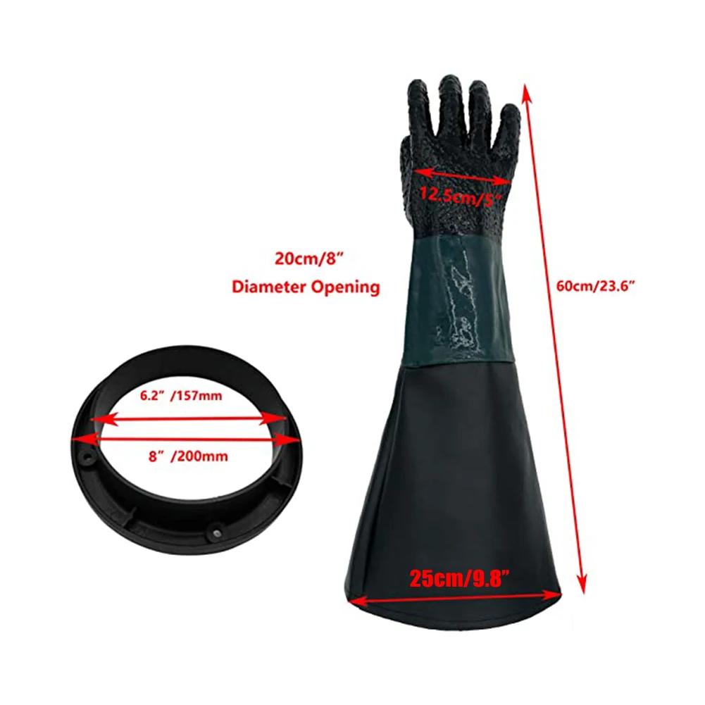 1pair Sandblasting Gloves 23.6x9.8Inch Soft Cotton Lined Work Gloves For Sandblaster Sand Blast Cabinet Heavy-duty Sandblasting China Mainland